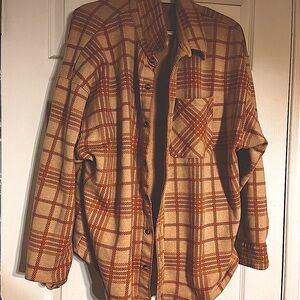 Victoria Secret 👙 plaid  Button-Up Shirt in Tan and Orange